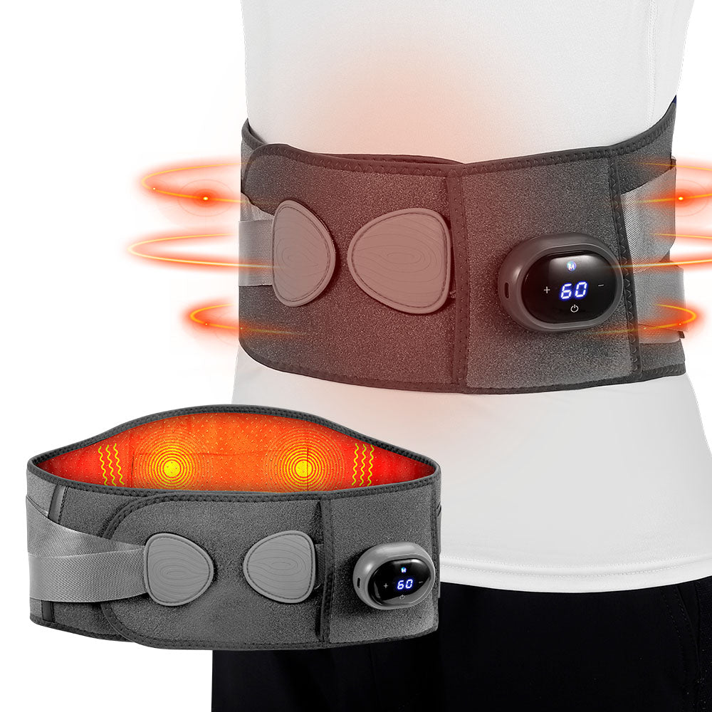 Cordless Heated Back Brace with Massage for Lower Back Pain Relief, Electric Lumbar Belt with Heating Pad for Women Men Elder Sciatica Scoliosis, Grey Cordless Heated Back Brace with Massage for Lower Back Pain Relief, Electric Lumbar Belt with Heating Pad for Women Men Elder Sciatica Scoliosis, Grey