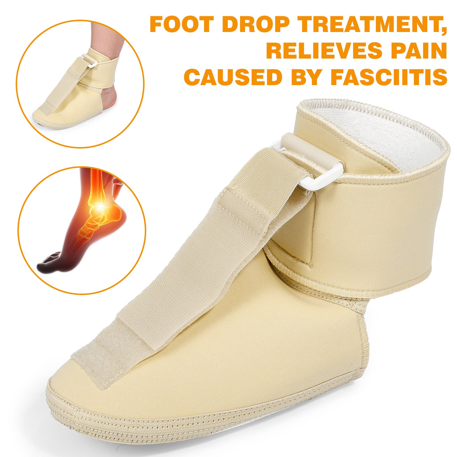 Fivali Foot Support Brace for Drop Foot-ABF069-02-Beige-M