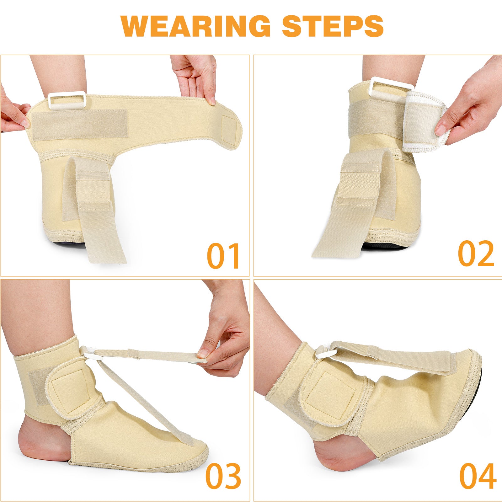 Fivali Foot Support Brace for Drop Foot-ABF069-02-Beige-Wear