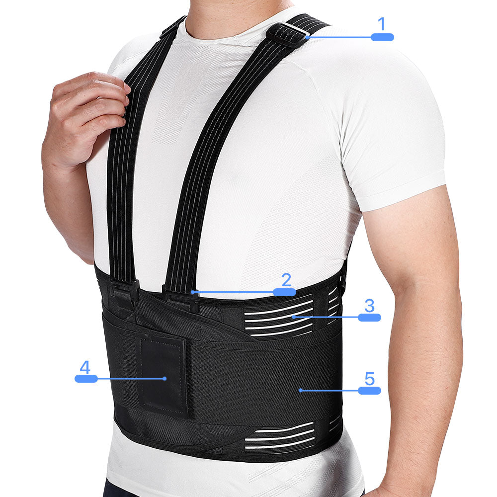 Fivali Back Belt with Detachable Shoulder Straps-A