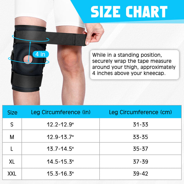 Fivali Adjustable Hinged Knee Brace-KBF008-Black-01-SIZE