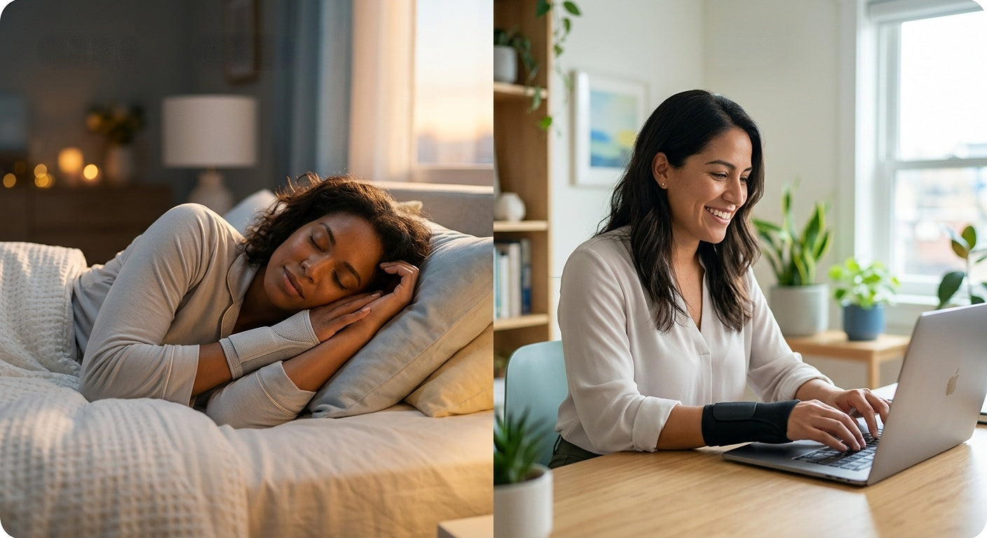 Is it better to wear a wrist brace at night or during the day?