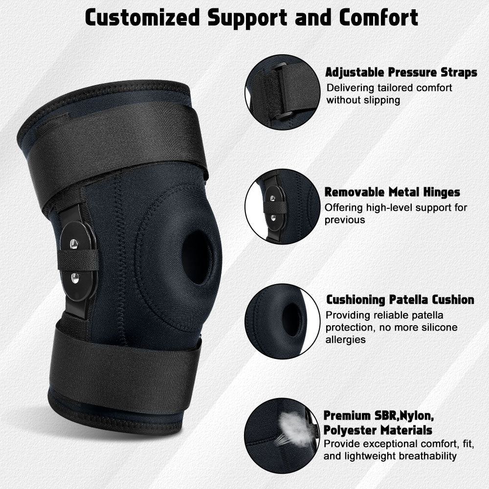 Fivali Adjustable Hinged Knee Brace-KBF008-Black-01-Detail
