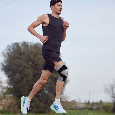 Fivali Compression Knee Brace-KBF051-02-Grey-Running