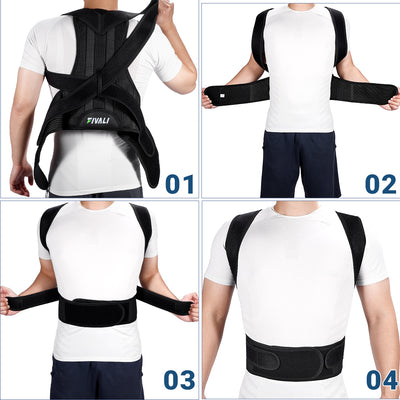 Fivali Back Brace Support-BBF035-01-Black-Wearing Step