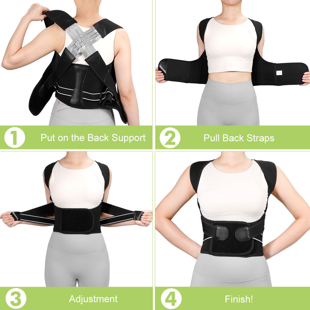 Fivali Full Back Brace for Back Straighten and Posture Correction-BBF065-01-Black-Wear